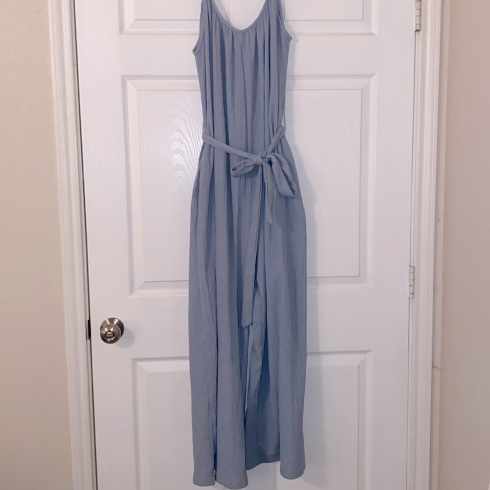 Tie-Belt Jersey Jumpsuit